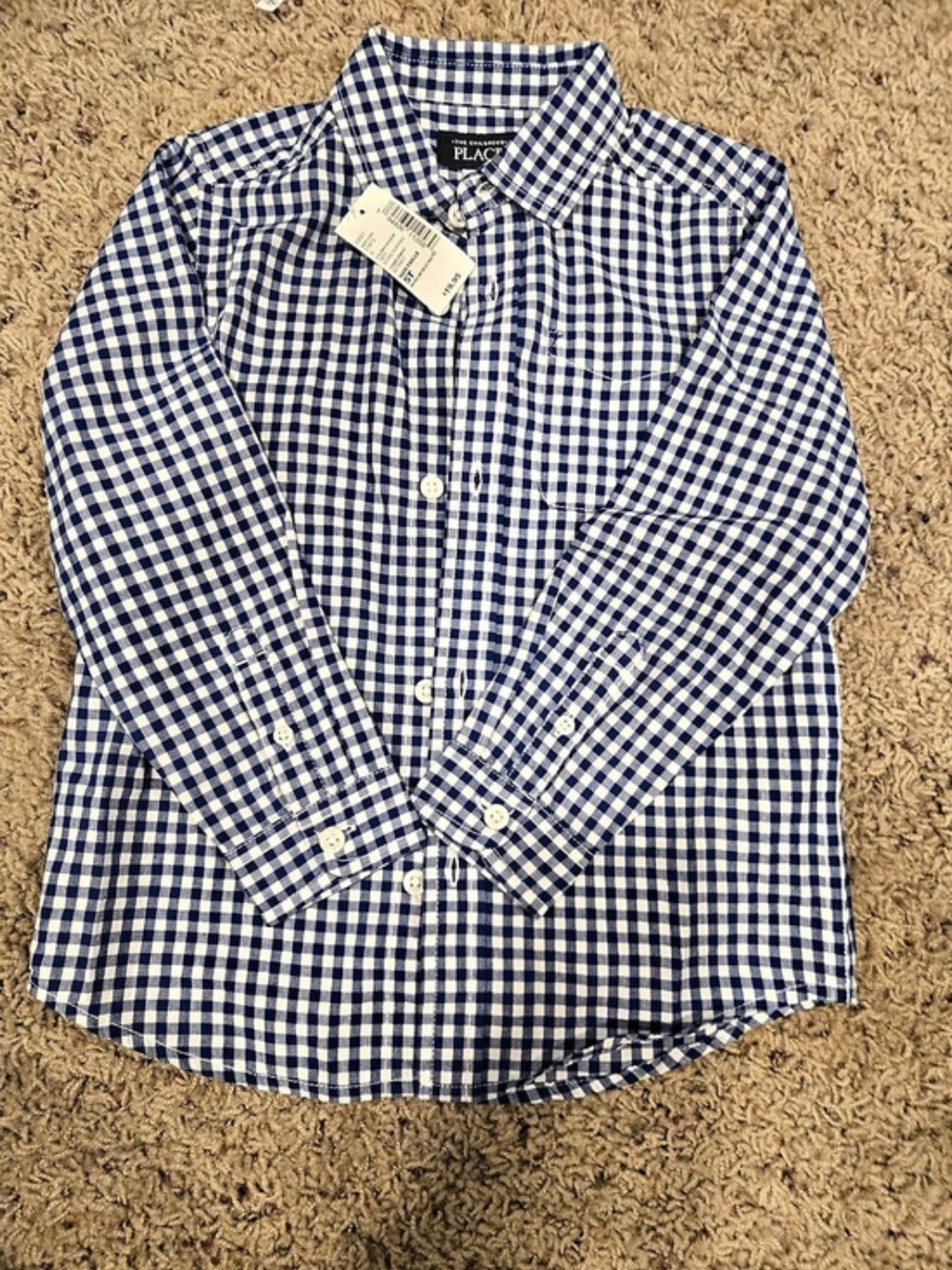 The Children's Place Boys Long Sleeve Gingham Button Up Shirt Size 5t